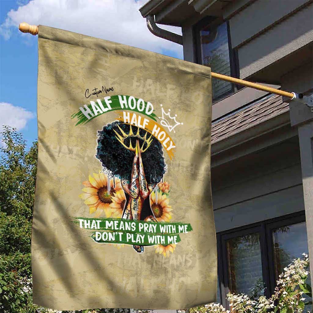 Personalized African Women Garden Flag Half Hood Half Holy DT02