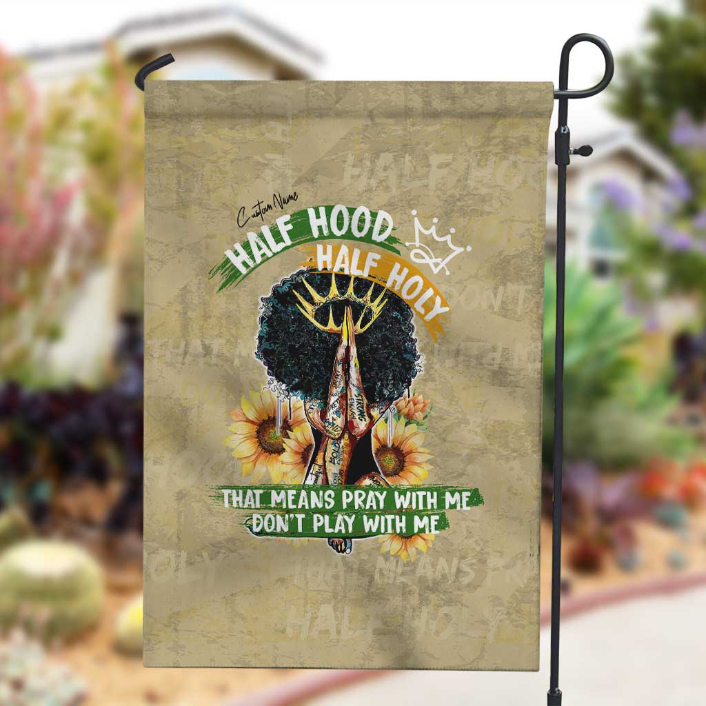 Personalized African Women Garden Flag Half Hood Half Holy DT02