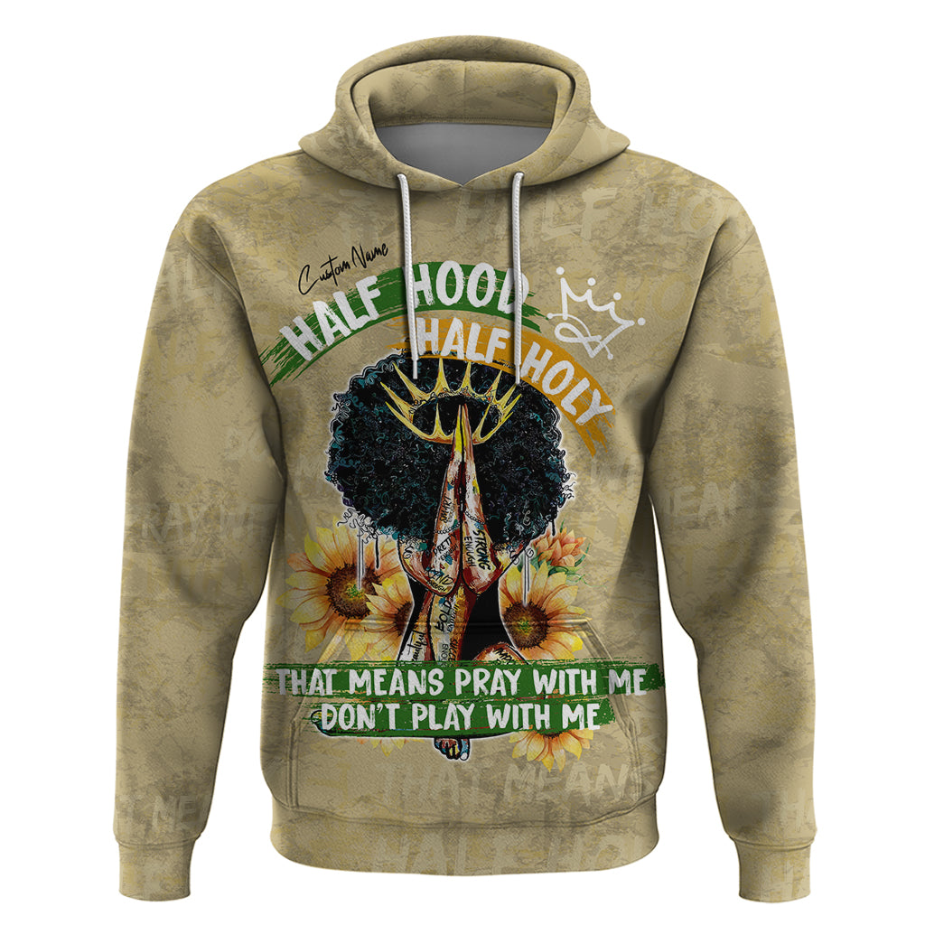 Personalized African Women Hoodie Half Hood Half Holy DT02