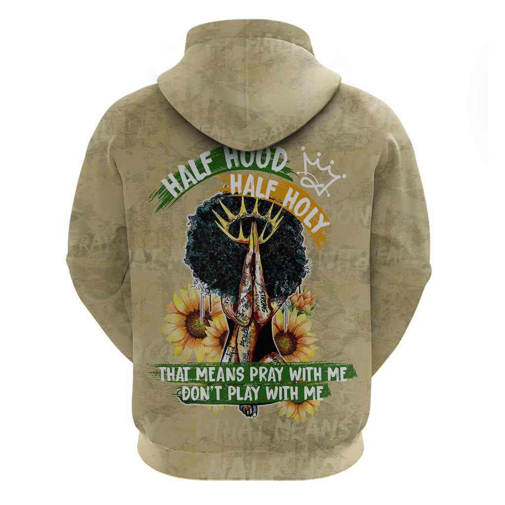Personalized African Women Hoodie Half Hood Half Holy DT02