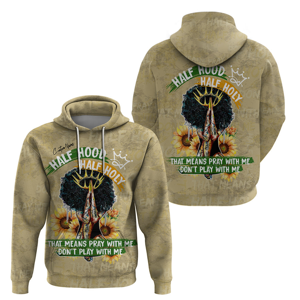 Personalized African Women Hoodie Half Hood Half Holy DT02