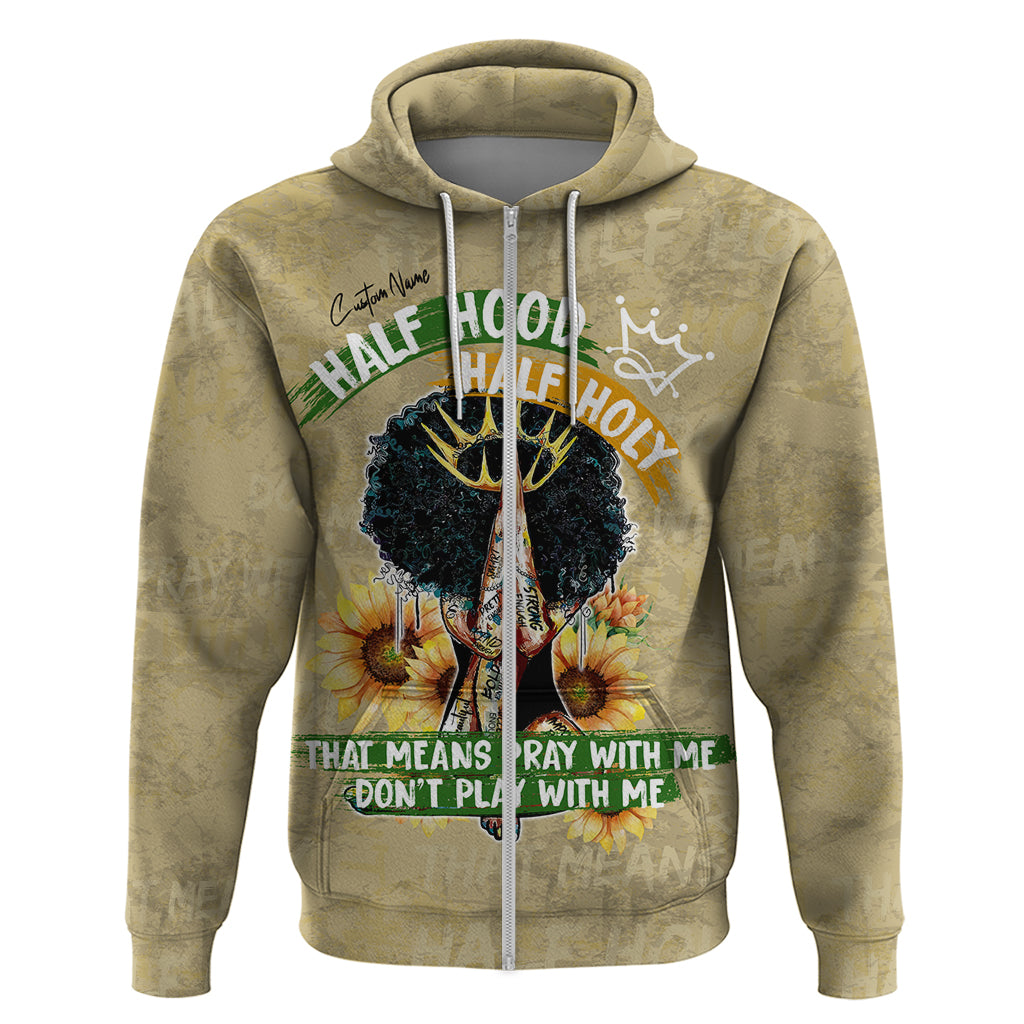 Personalized African Women Hoodie Half Hood Half Holy DT02