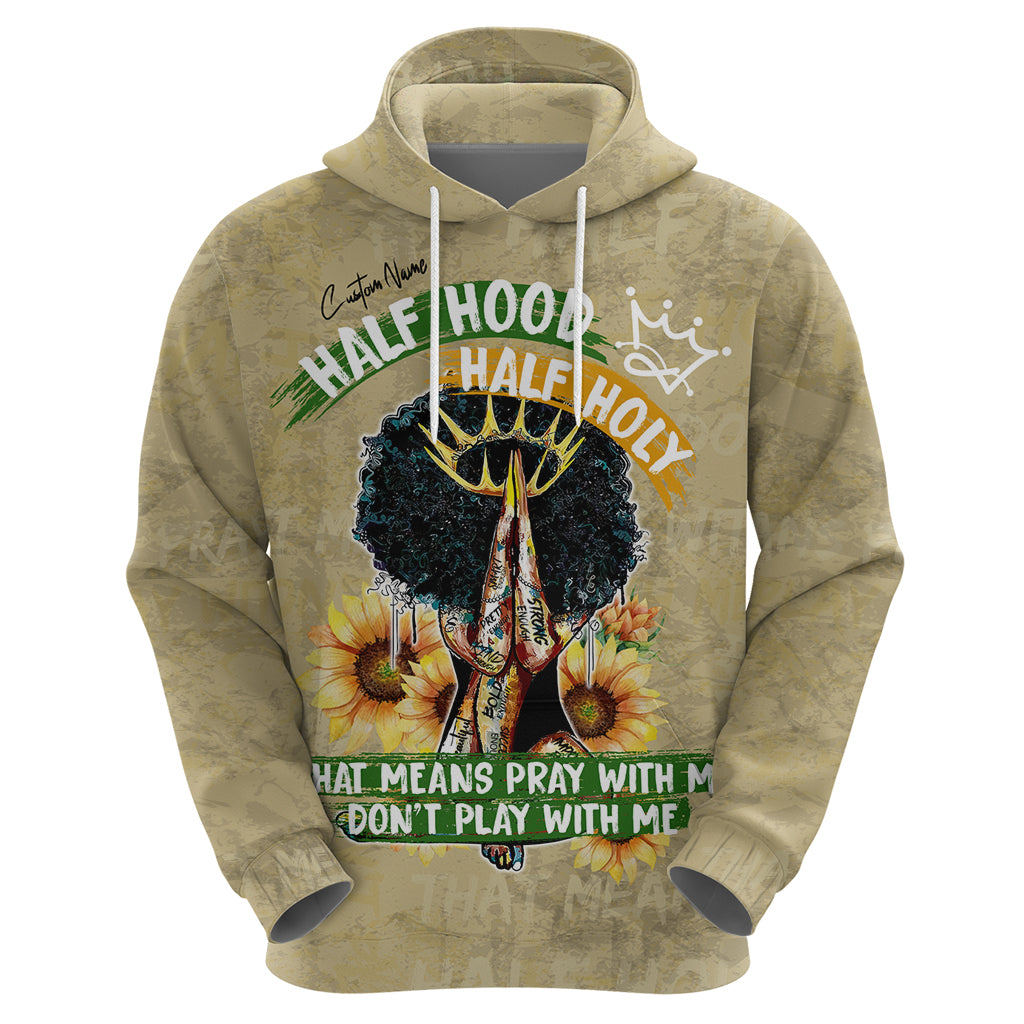 Personalized African Women Hoodie Half Hood Half Holy DT02