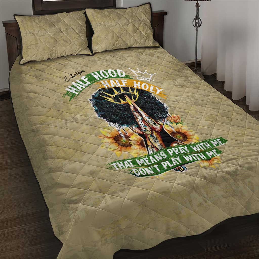 Personalized African Women Quilt Bed Set Half Hood Half Holy DT02