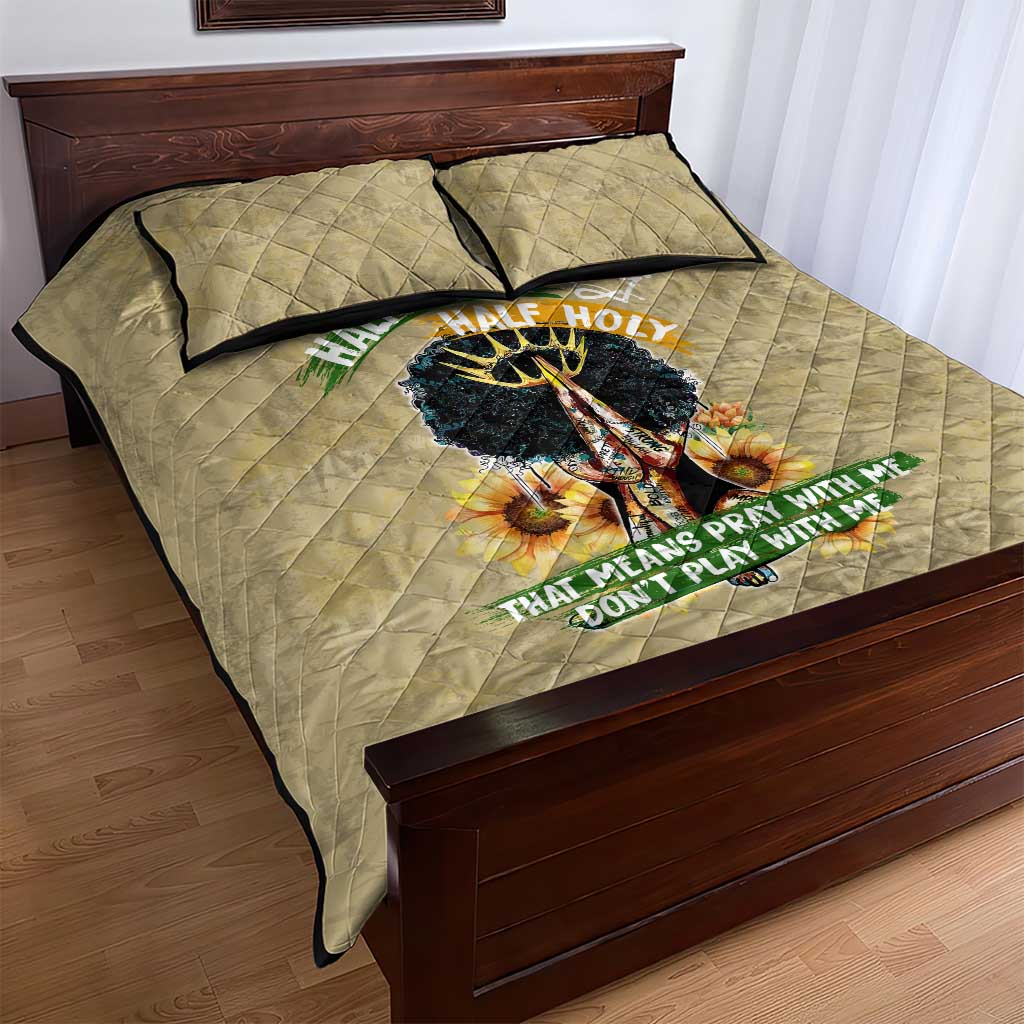 Personalized African Women Quilt Bed Set Half Hood Half Holy DT02