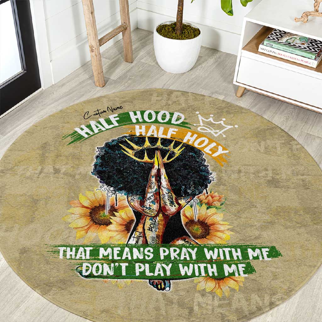 Personalized African Women Round Carpet Half Hood Half Holy DT02