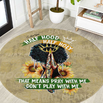 Personalized African Women Round Carpet Half Hood Half Holy DT02