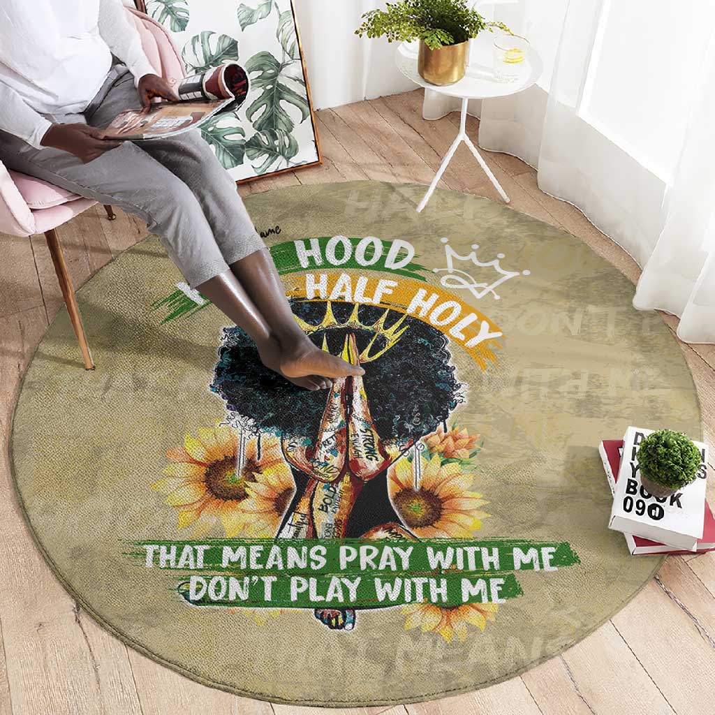 Personalized African Women Round Carpet Half Hood Half Holy DT02