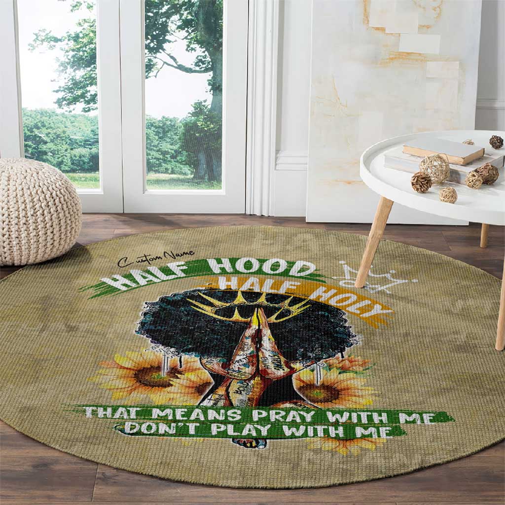 Personalized African Women Round Carpet Half Hood Half Holy DT02