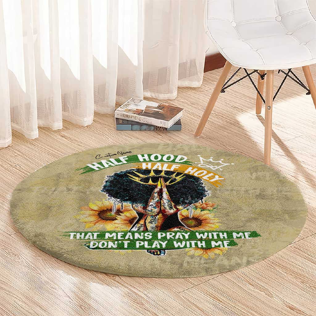 Personalized African Women Round Carpet Half Hood Half Holy DT02