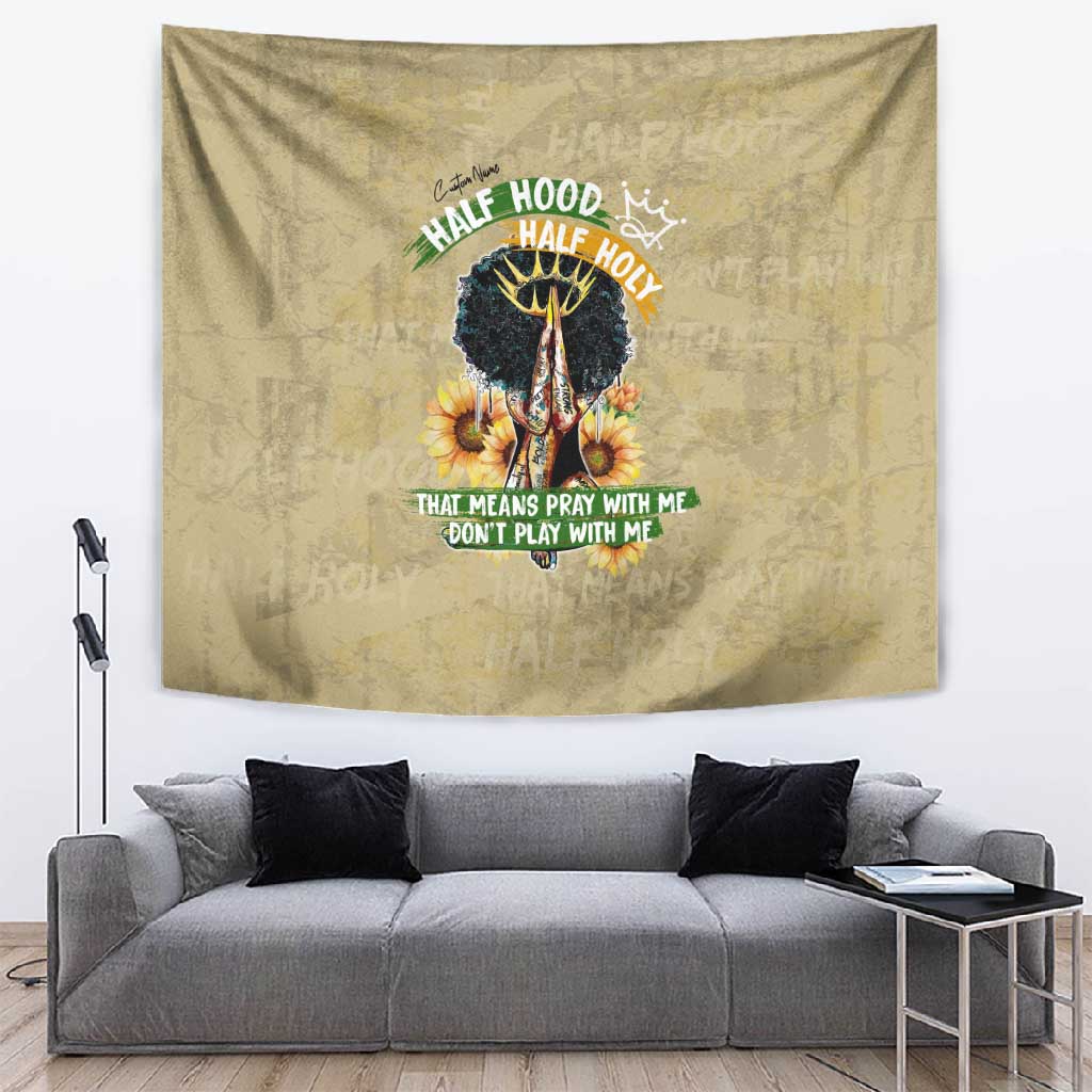 Personalized African Women Tapestry Half Hood Half Holy DT02