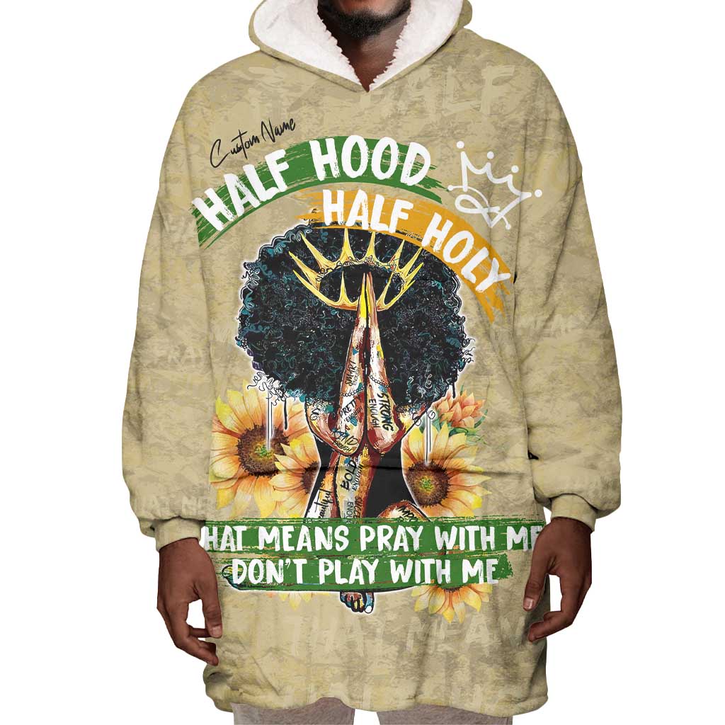 Personalized African Women Wearable Blanket Hoodie Half Hood Half Holy DT02