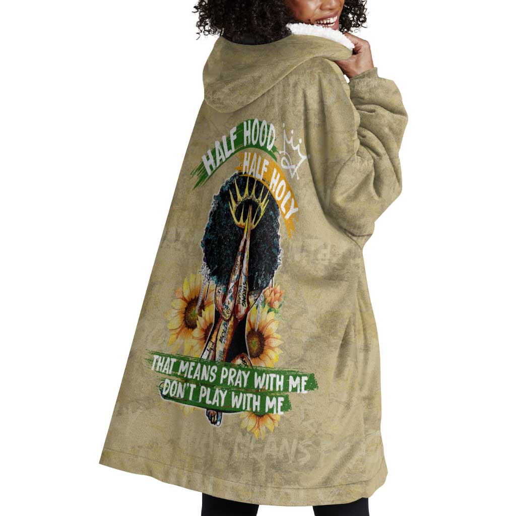 Personalized African Women Wearable Blanket Hoodie Half Hood Half Holy DT02