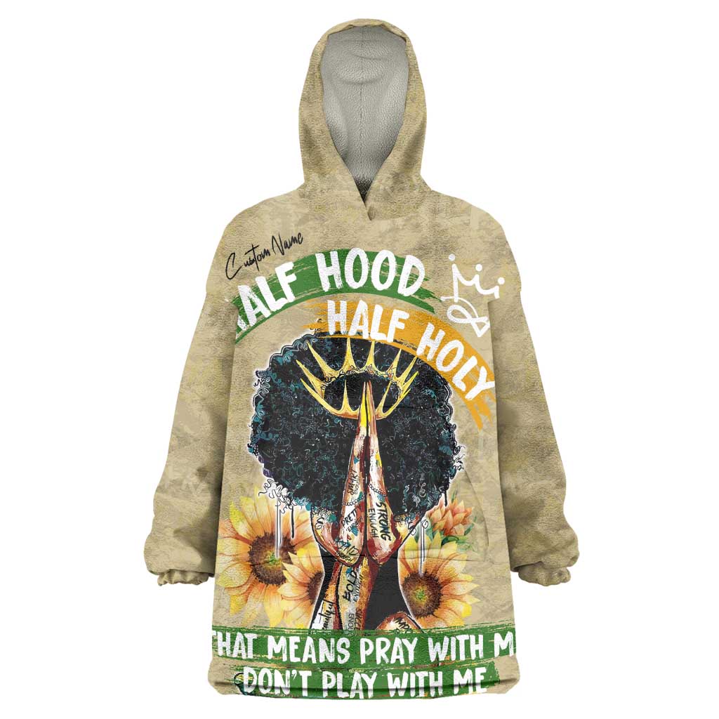 Personalized African Women Wearable Blanket Hoodie Half Hood Half Holy DT02