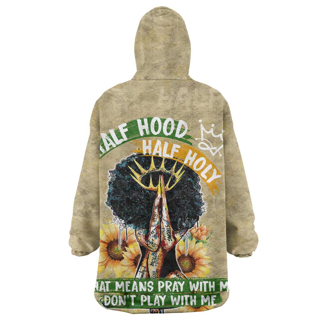 Personalized African Women Wearable Blanket Hoodie Half Hood Half Holy DT02