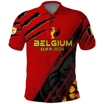 Personalized Belgium Football 2024 Polo Shirt Trophy Wing Style DT02