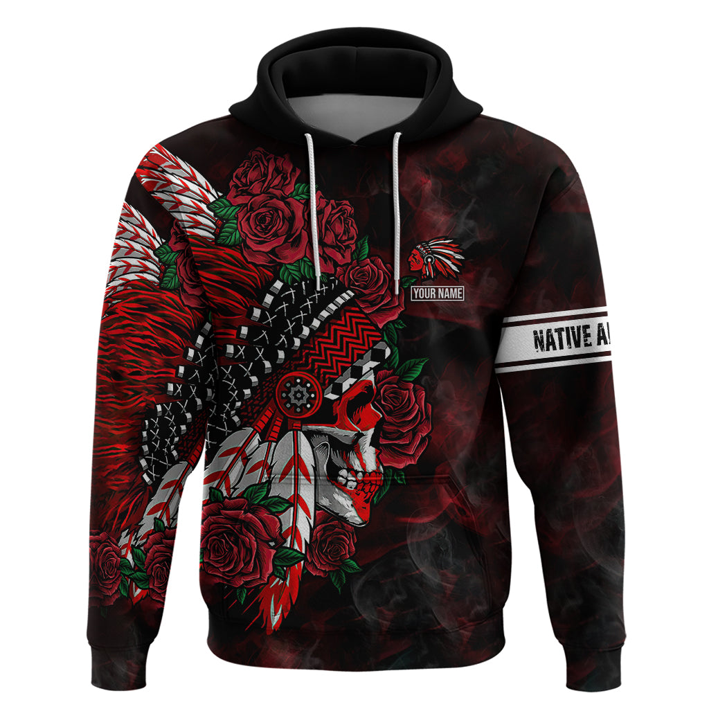 Personalised Native American Chief Skull Hoodie Rose Skull DT02