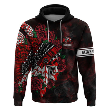 Personalised Native American Chief Skull Hoodie Rose Skull DT02