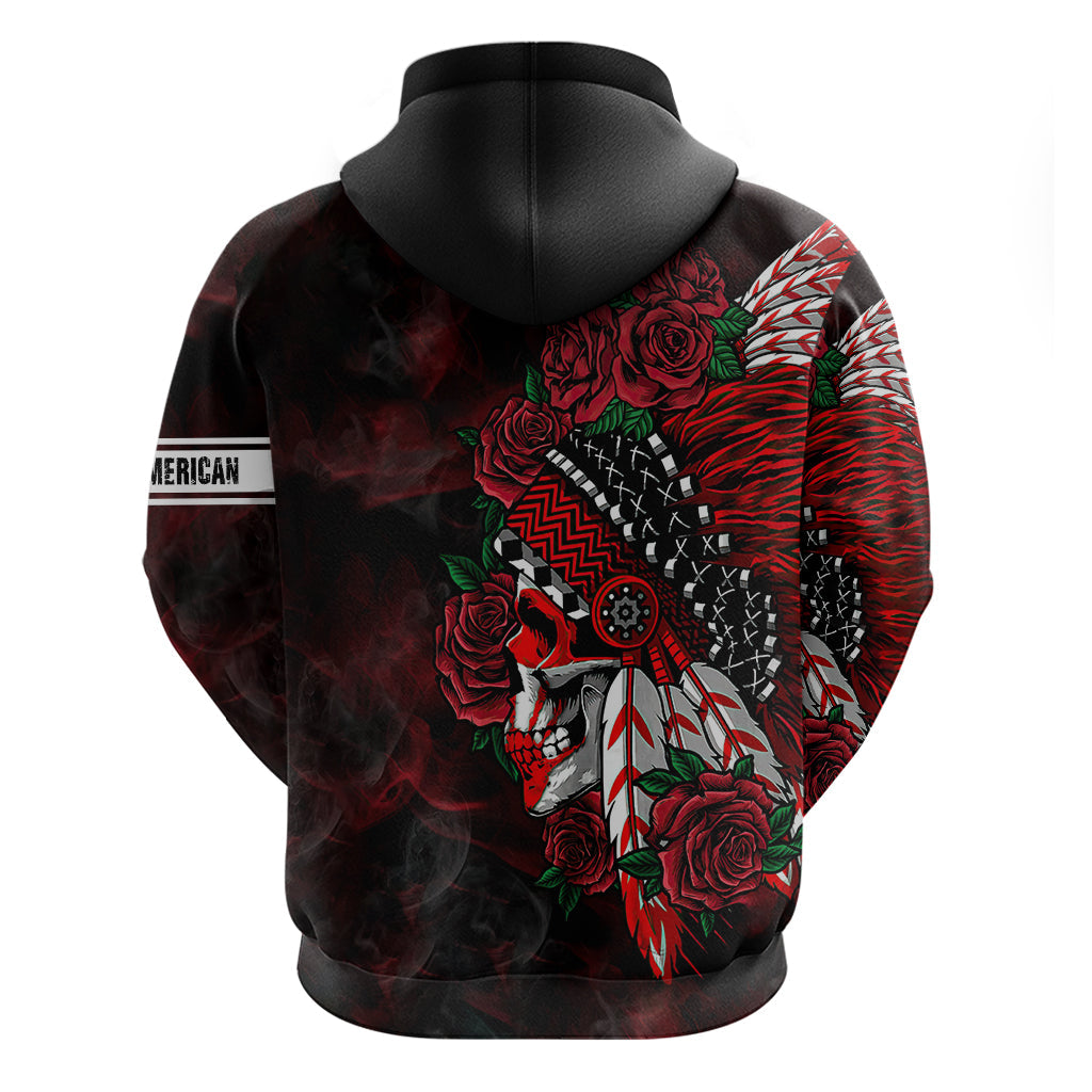 Personalised Native American Chief Skull Hoodie Rose Skull DT02