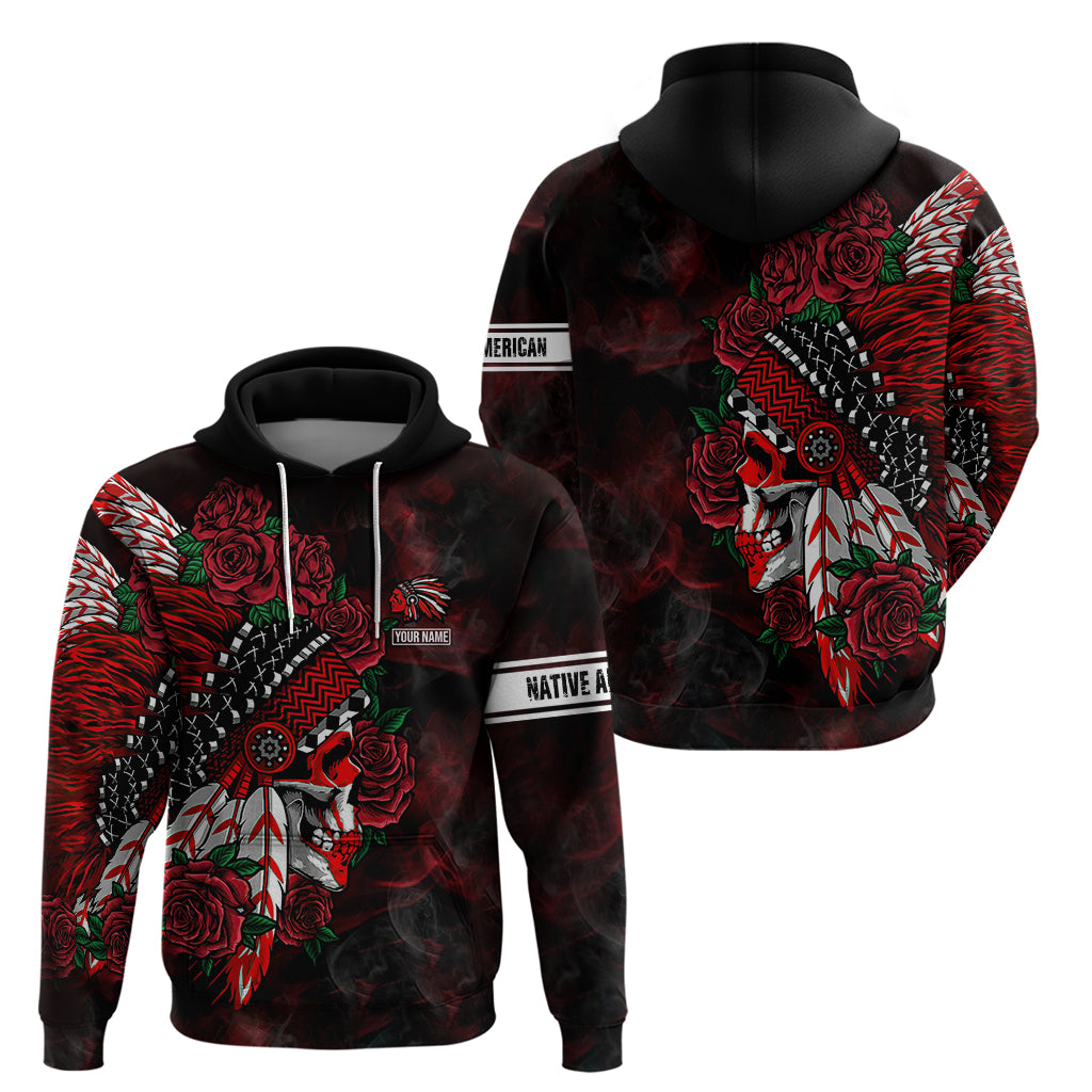 Personalised Native American Chief Skull Hoodie Rose Skull DT02