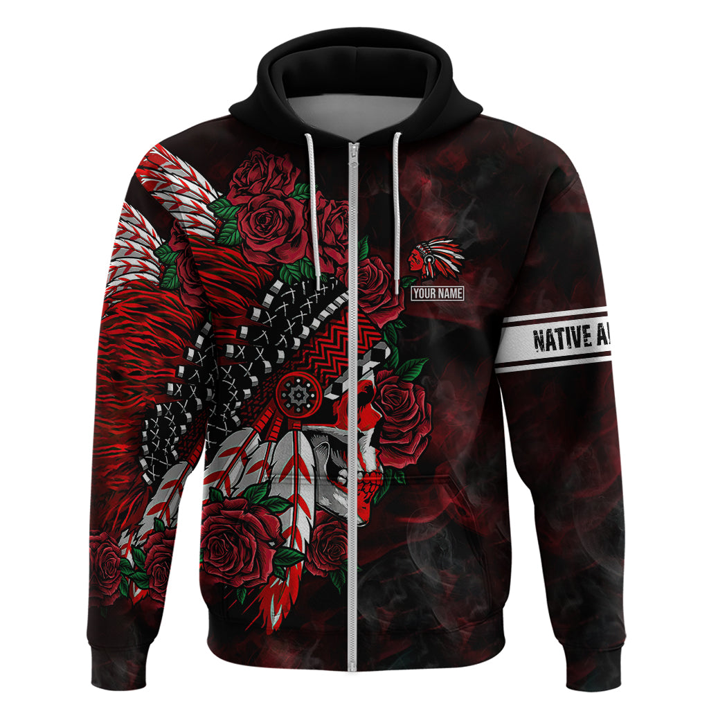 Personalised Native American Chief Skull Hoodie Rose Skull DT02