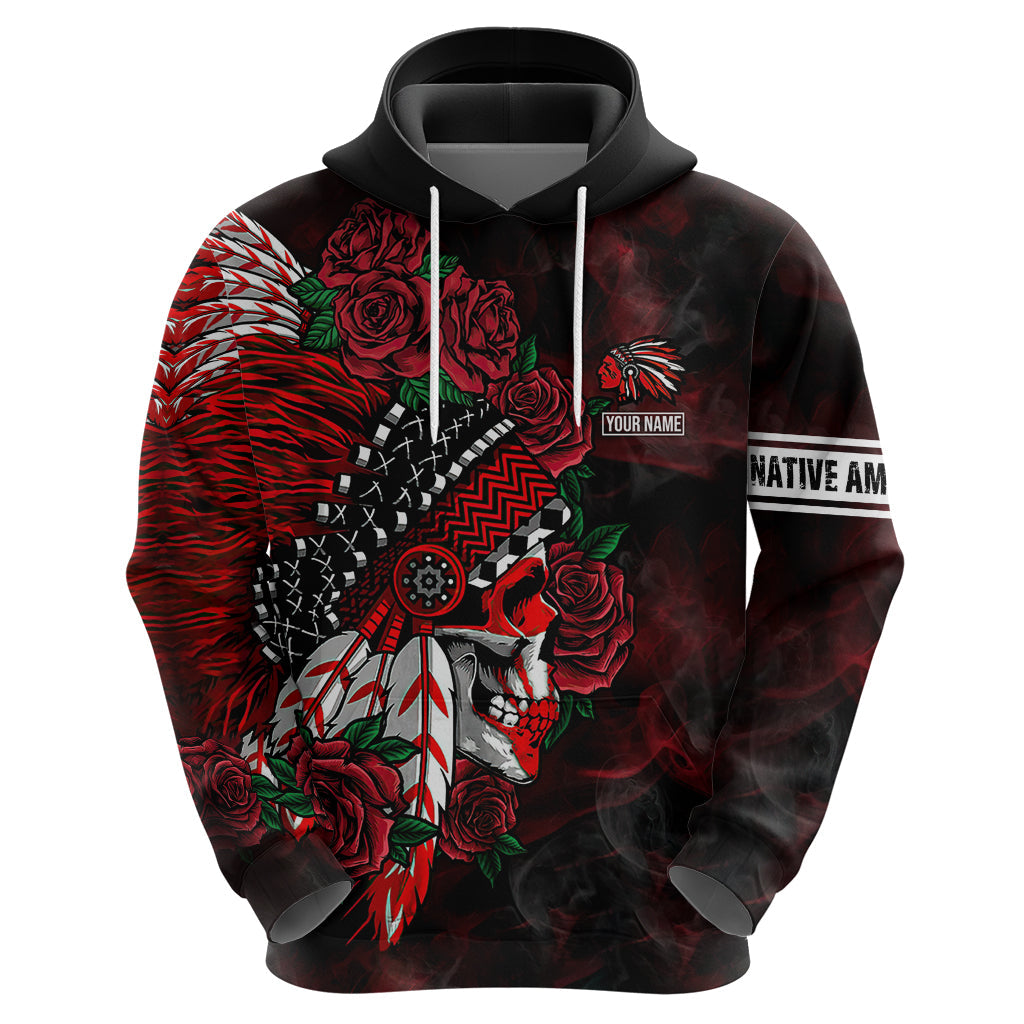 Personalised Native American Chief Skull Hoodie Rose Skull DT02
