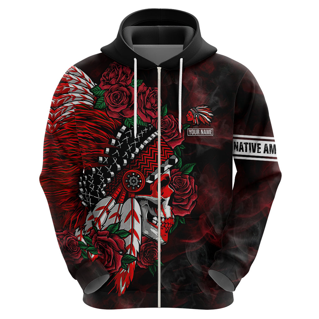 Personalised Native American Chief Skull Hoodie Rose Skull DT02