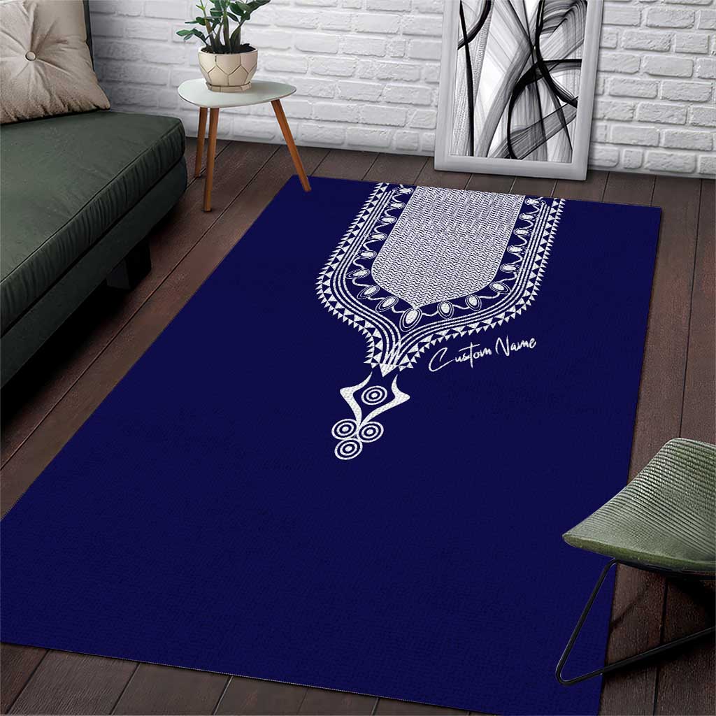 Printed Dashiki African Area Rug Blue DT02