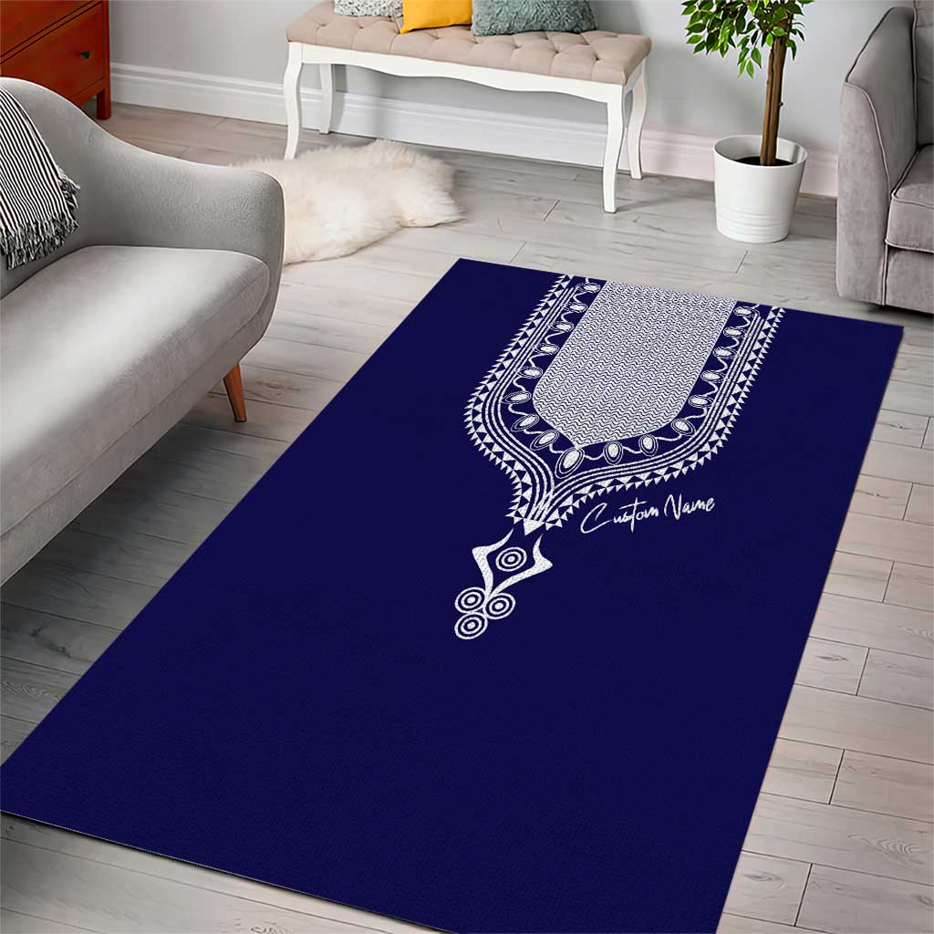 Printed Dashiki African Area Rug Blue DT02