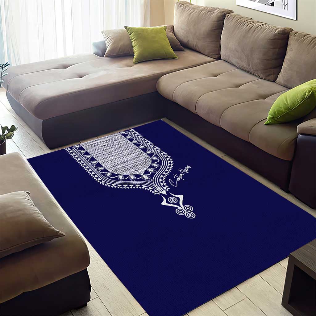 Printed Dashiki African Area Rug Blue DT02