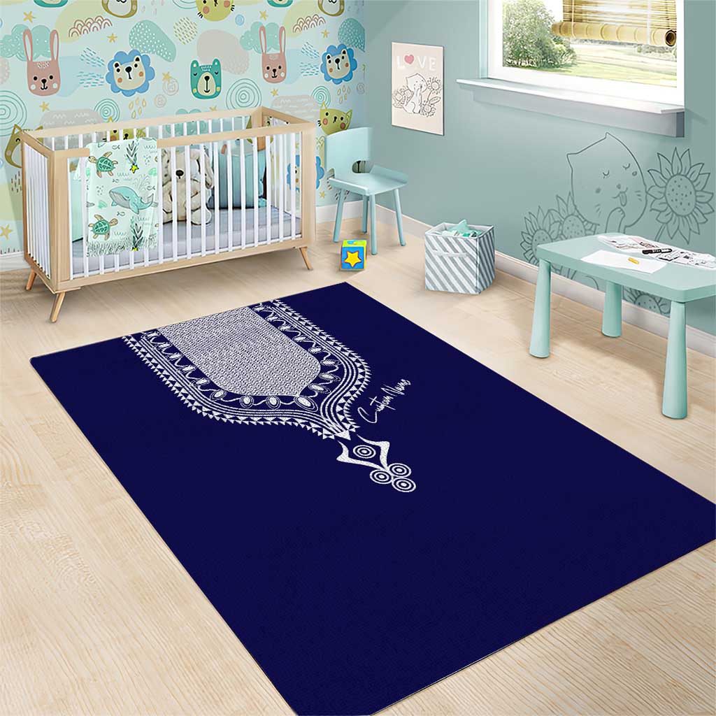 Printed Dashiki African Area Rug Blue DT02