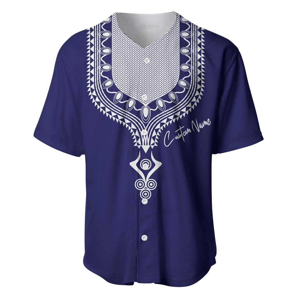 Printed Dashiki African Baseball Jersey Blue DT02
