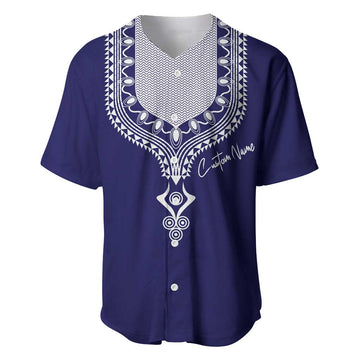 Printed Dashiki African Baseball Jersey Blue DT02