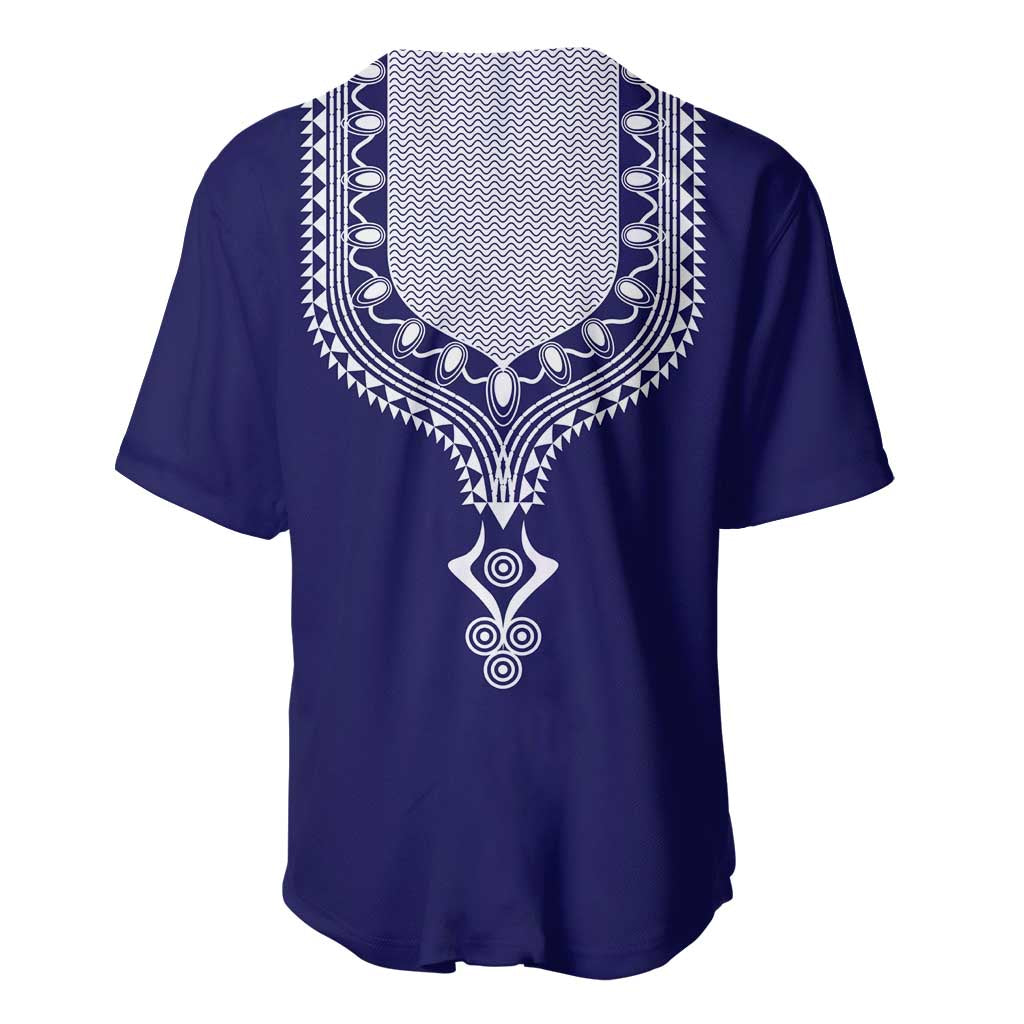 Printed Dashiki African Baseball Jersey Blue DT02