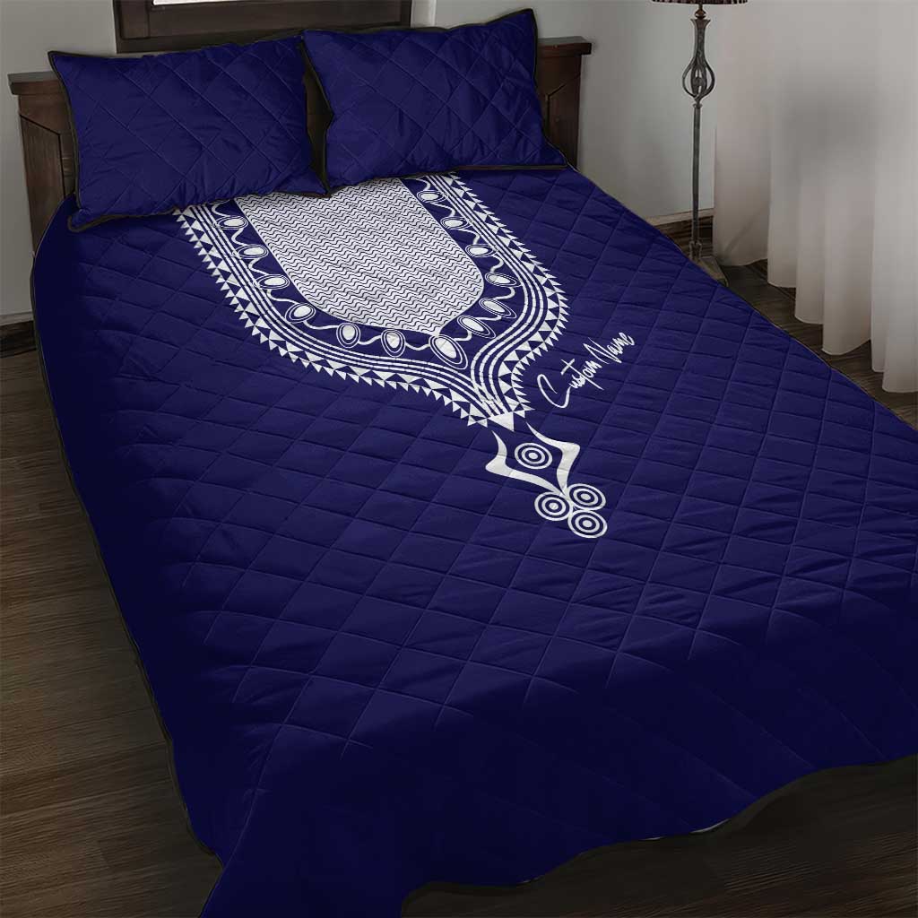 Printed Dashiki African Quilt Bed Set Blue DT02