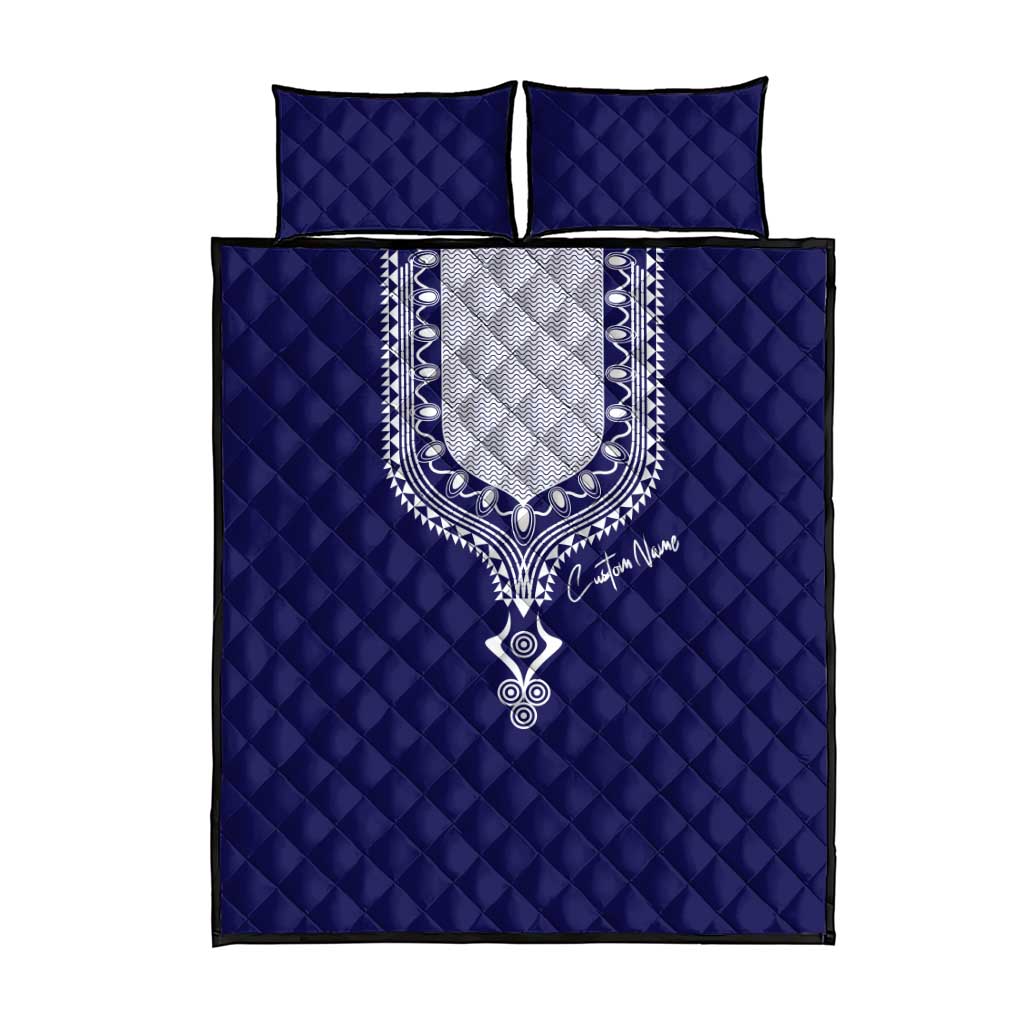 Printed Dashiki African Quilt Bed Set Blue DT02