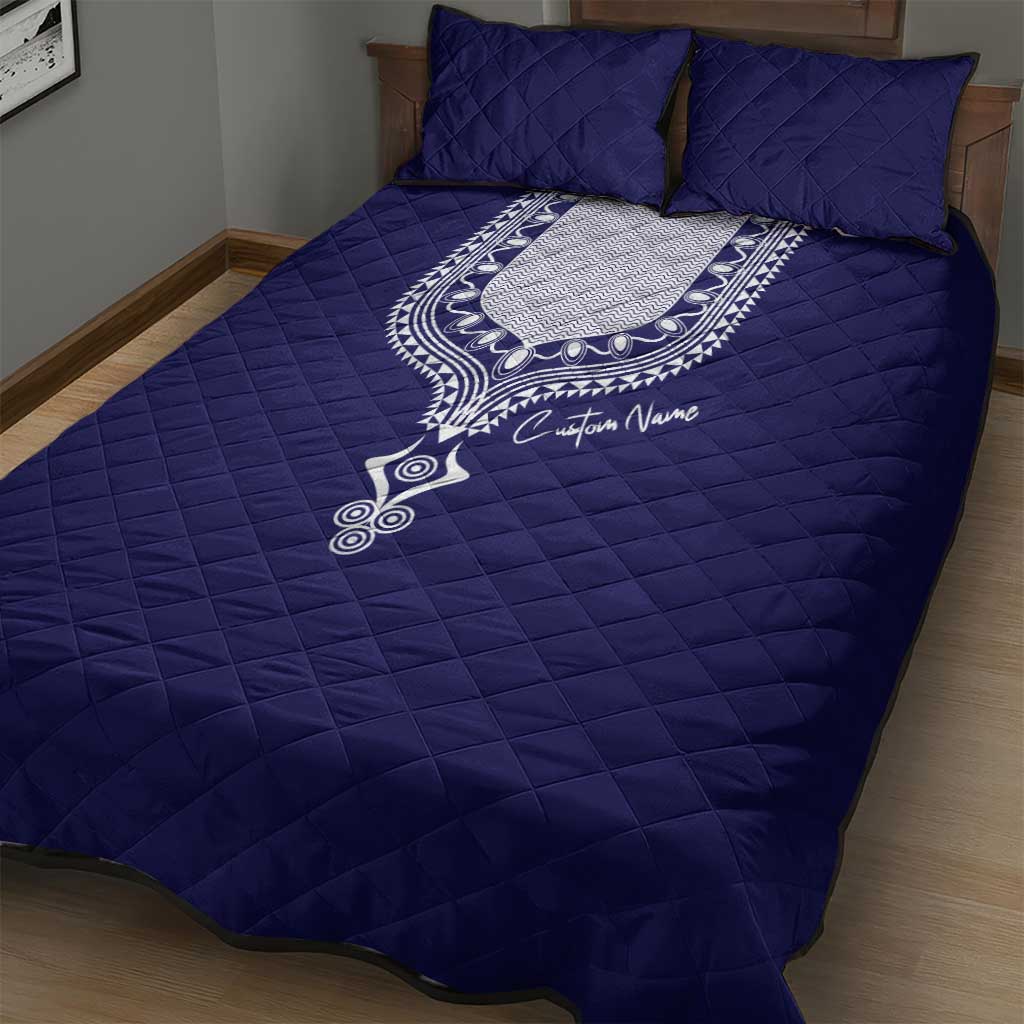 Printed Dashiki African Quilt Bed Set Blue DT02
