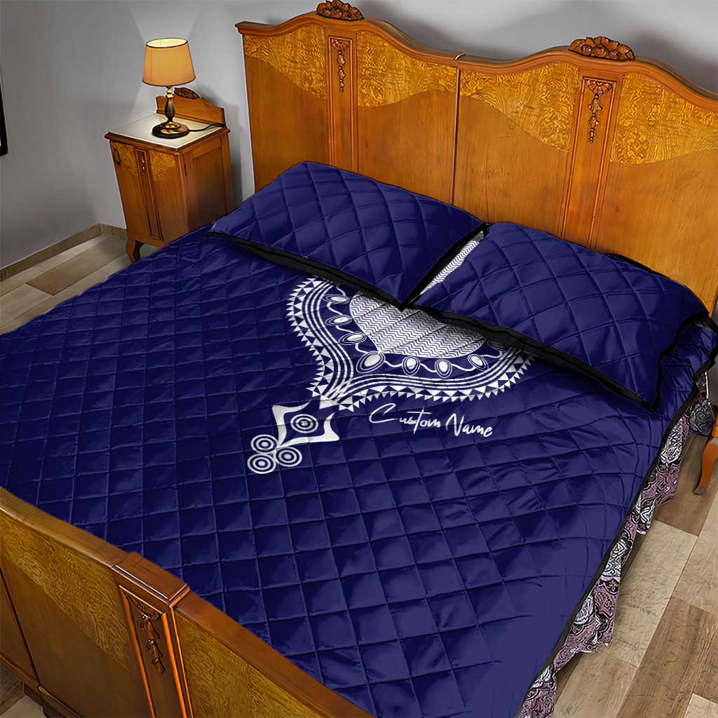 Printed Dashiki African Quilt Bed Set Blue DT02