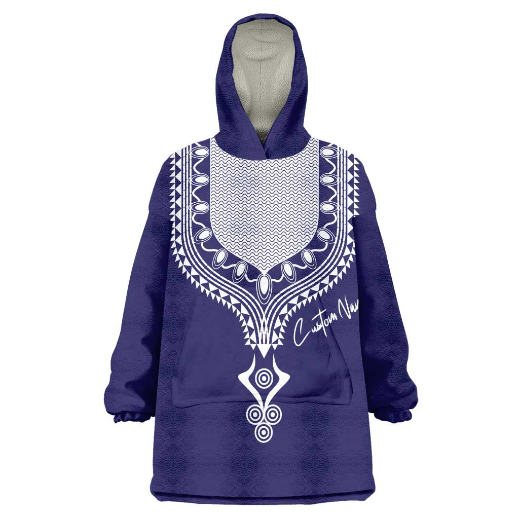 Printed Dashiki African Wearable Blanket Hoodie Blue DT02