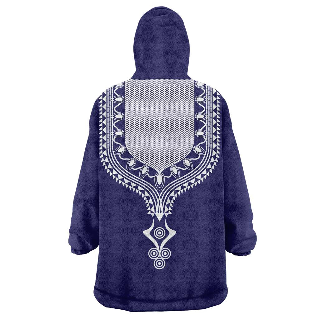 Printed Dashiki African Wearable Blanket Hoodie Blue DT02