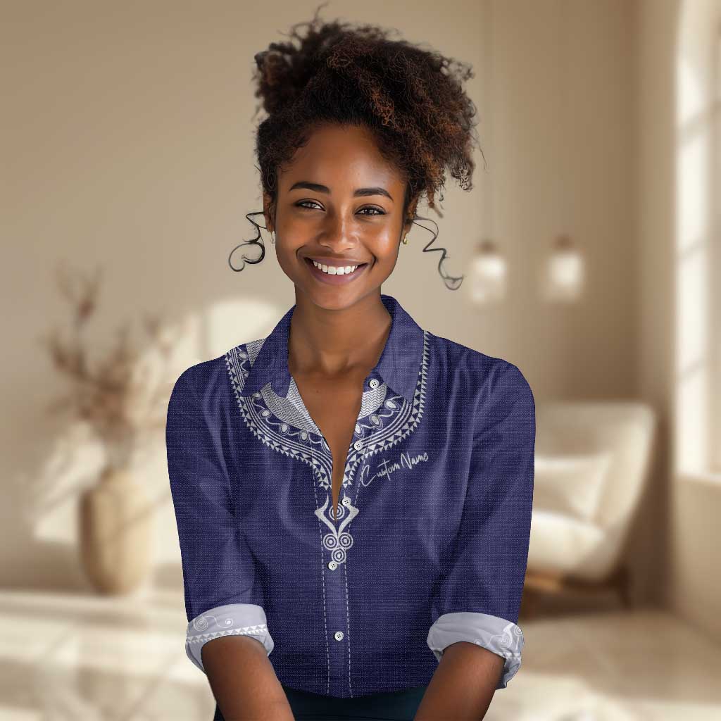 Printed Dashiki African Women Casual Shirt Blue DT02