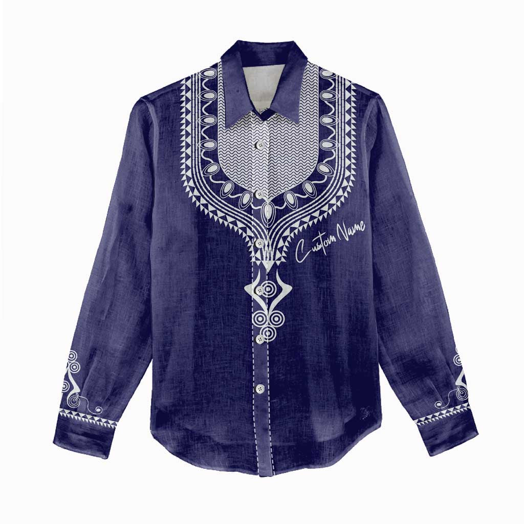 Printed Dashiki African Women Casual Shirt Blue DT02