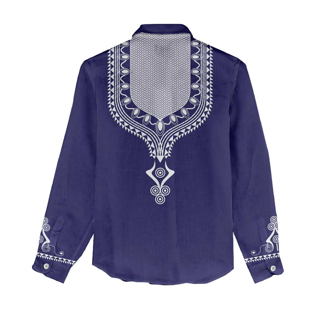Printed Dashiki African Women Casual Shirt Blue DT02