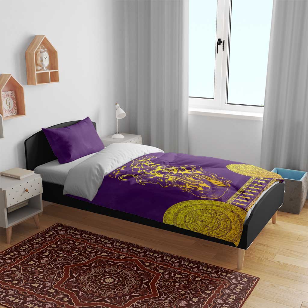 Anubis and Horus Bedding Set Egyptian God Purple DT02