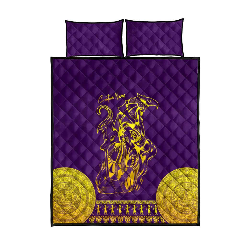 Anubis and Horus Quilt Bed Set Egyptian God Purple DT02