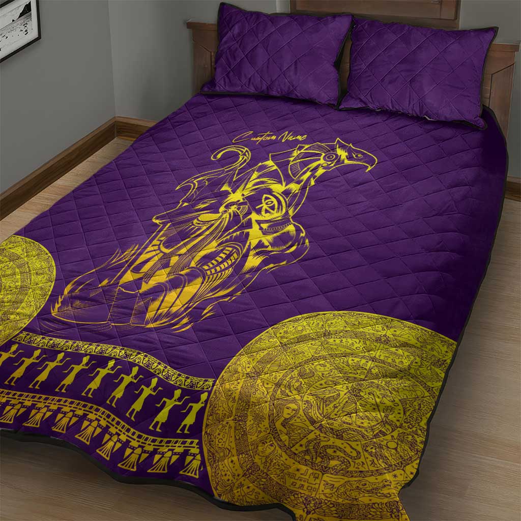Anubis and Horus Quilt Bed Set Egyptian God Purple DT02