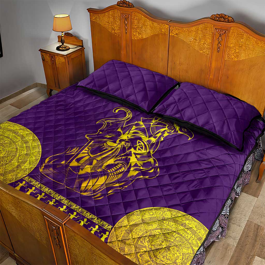 Anubis and Horus Quilt Bed Set Egyptian God Purple DT02