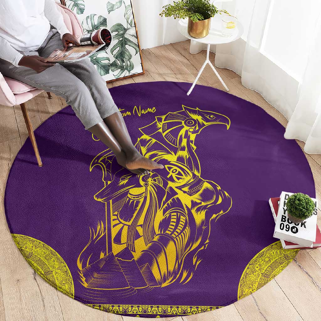 Anubis and Horus Round Carpet Egyptian God Purple DT02