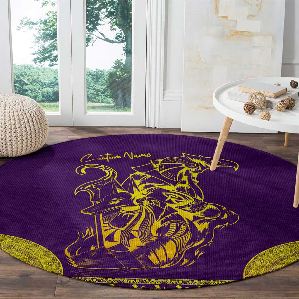 Anubis and Horus Round Carpet Egyptian God Purple DT02