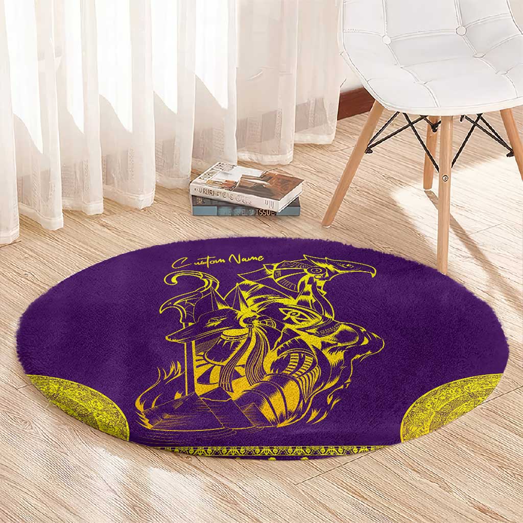 Anubis and Horus Round Carpet Egyptian God Purple DT02